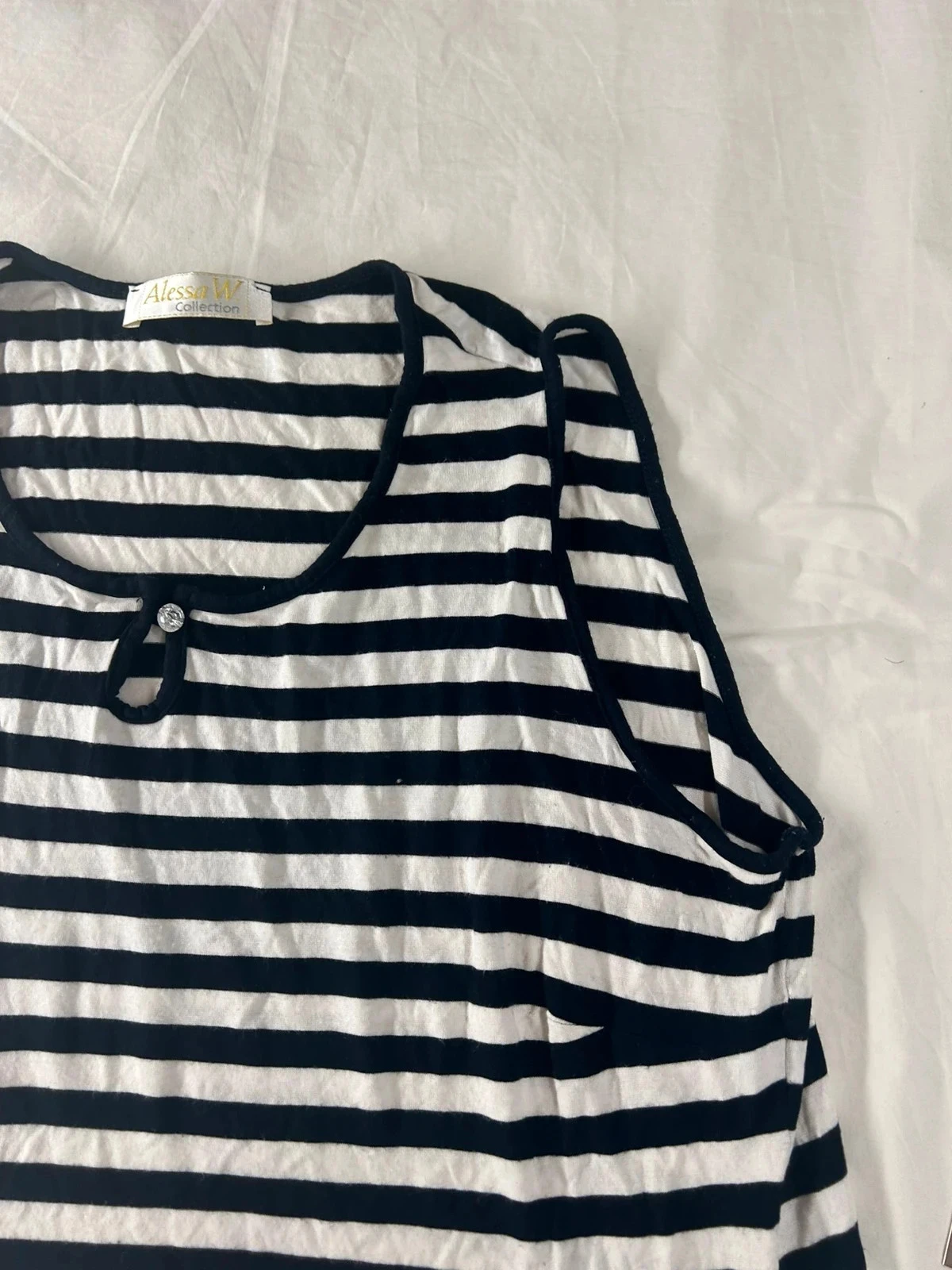 Black and white striped tank top Alessa W. collection in viscose – photo 6